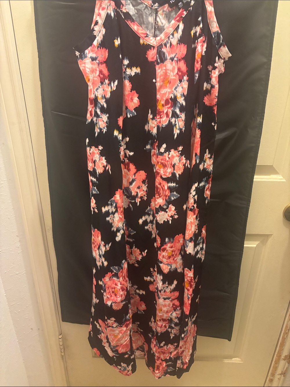 torrid Black Floral Midi Dress with Pink Coral Blooms